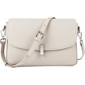 Women White Faux Leather Imported Zipper Purses Adjustable Strap Crossbody Bags